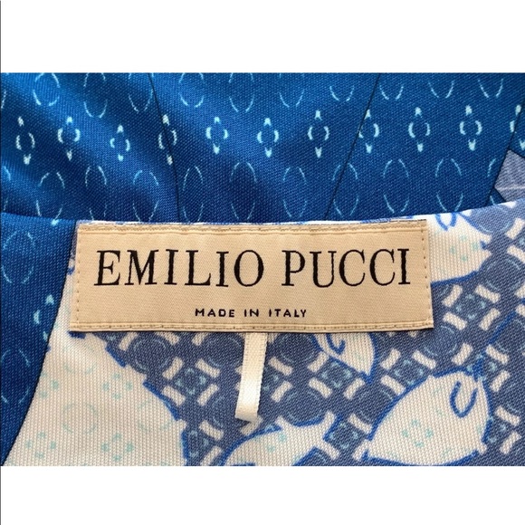 EMILIO PUCCI BLUE WHITE PRINT BELTED DRESS SIZE IT 42 / US 8 NWOTS! - Picture 11 of 11